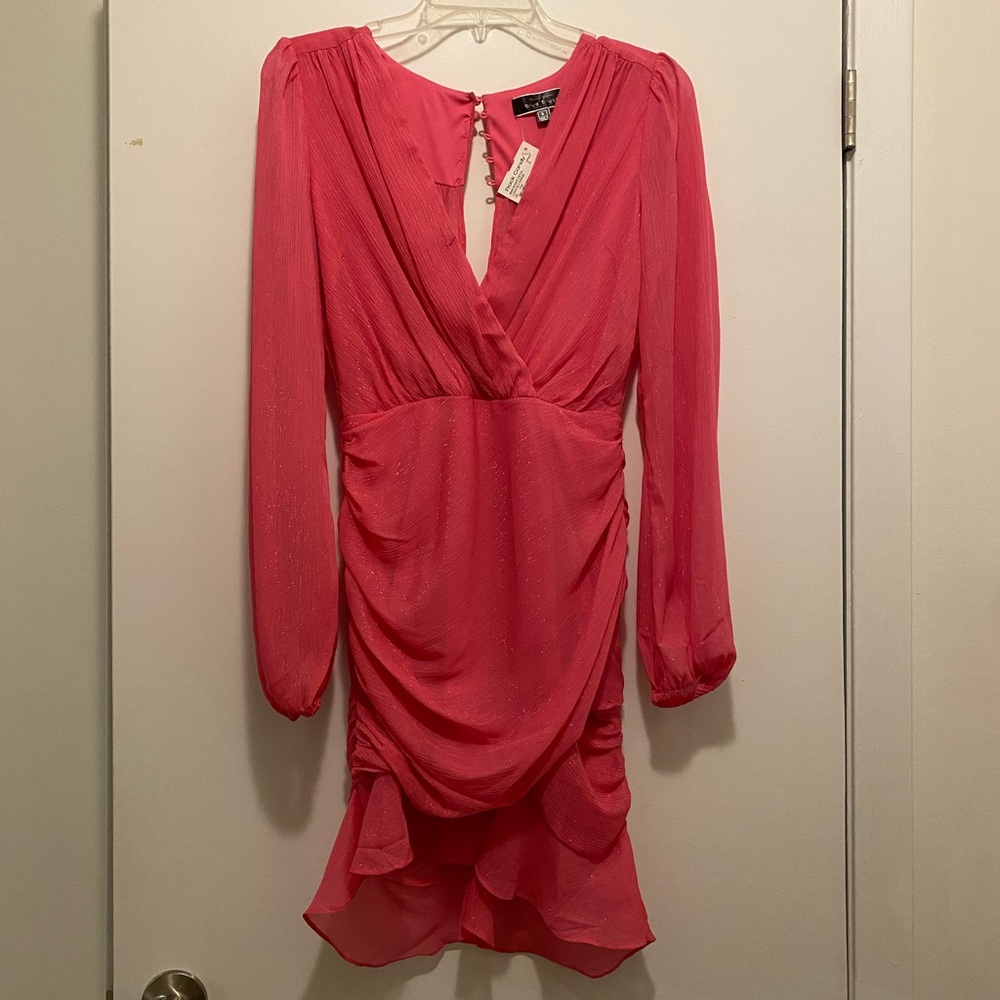Long sleeve shimmer v neck dress